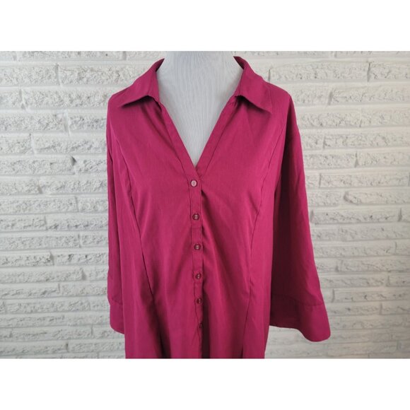Cato Womens Shirt 26W 28W Plus Collar Button Up Long Sleeve Purple PUR35E - Picture 3 of 8